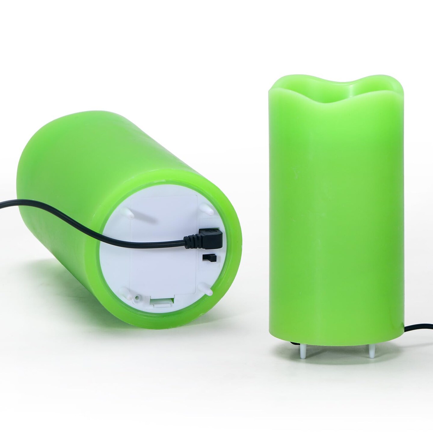 St Patricks Day Decorations Flameless Candles with Lucky Clover Projector, Green LED Candle with Remote and Timer