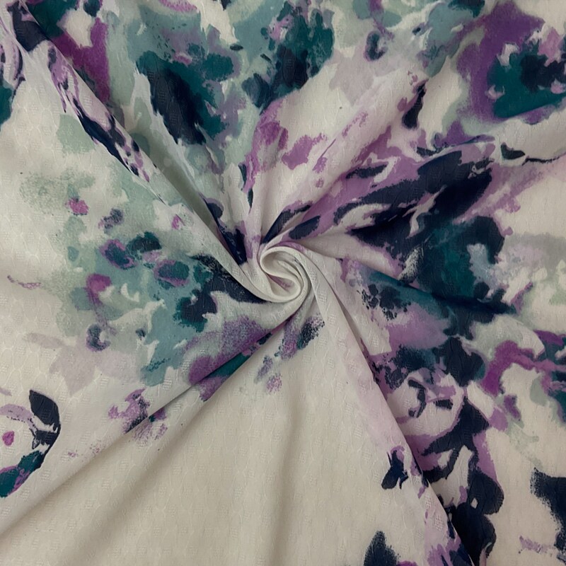 Off-White-Multi Poly Floral Print Ogee Dobby Chiffon Woven Fabric By the Yard