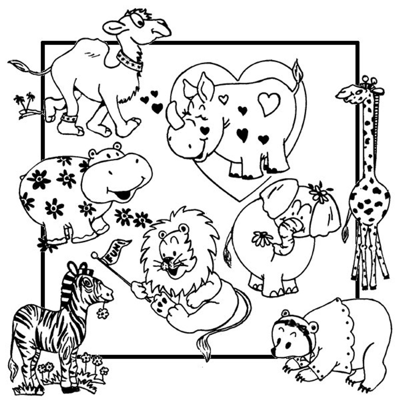 Aunt Martha's Whimsical Animals 3891 embroidery iron on pattern