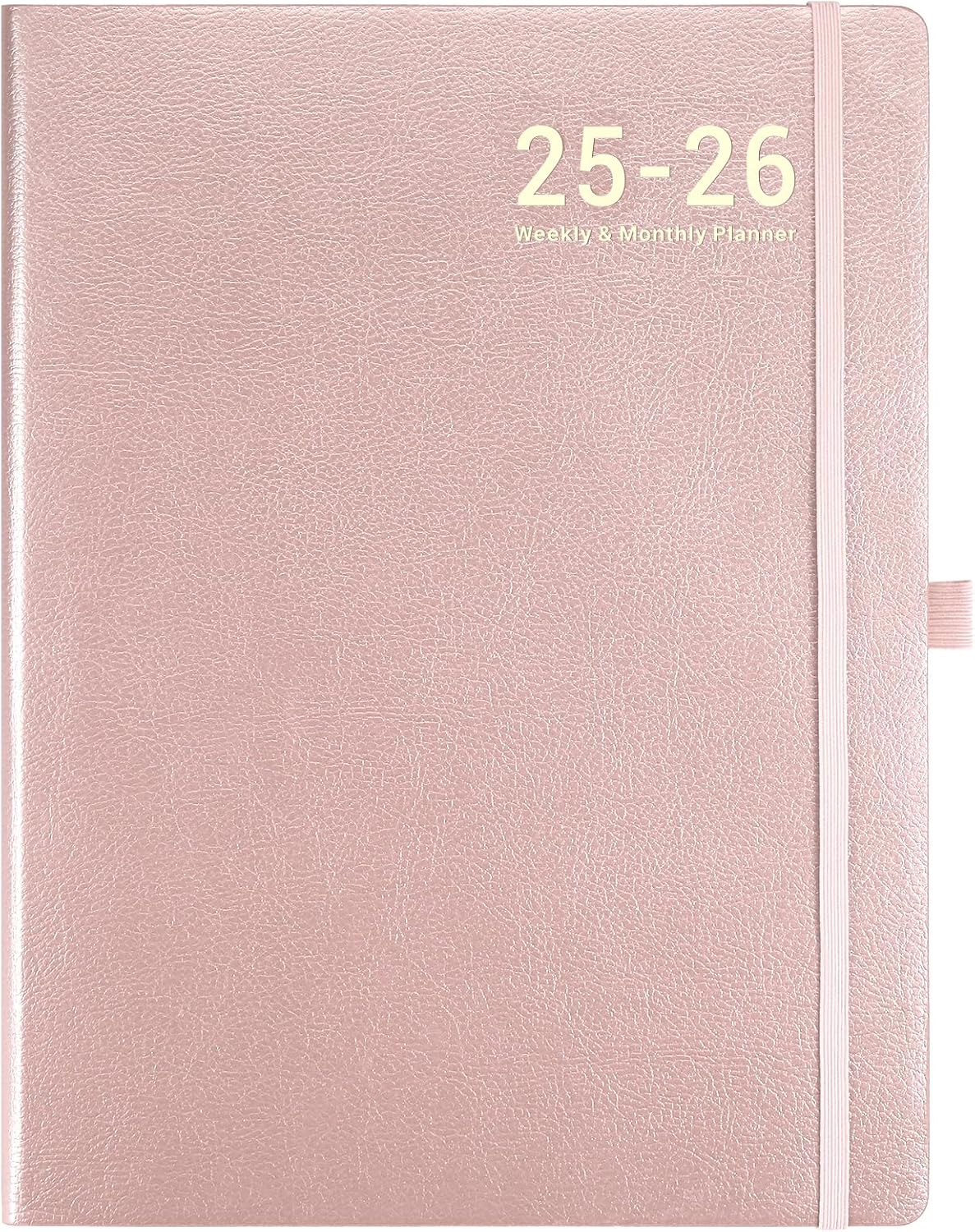 Planner 2025-2026 - JUL 2025 - JUN 2026, Academic Planner 8.5&#x22; x 11&#x22;, 2025-2026 Planner Weekly and Monthly, Leather Cover Planner with Thick Paper, Back Pocket with Notes Pages - Rose Gold