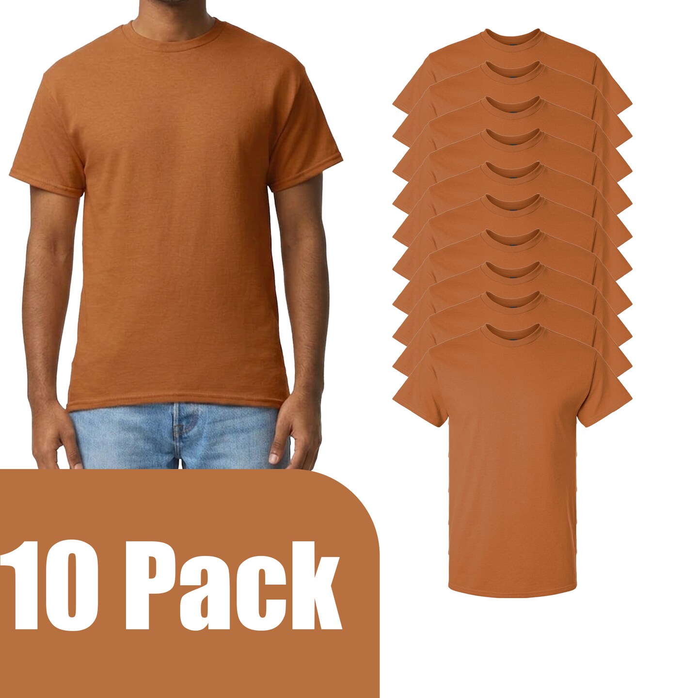Gildan Men's Ultra Cotton Short Sleeve T-Shirt, Texas Orange Blank Tee for DIY Projects (2-14 Pack)