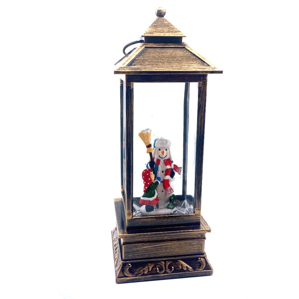 Snow Globe Lantern Snowman with Kids 11&#x22;H