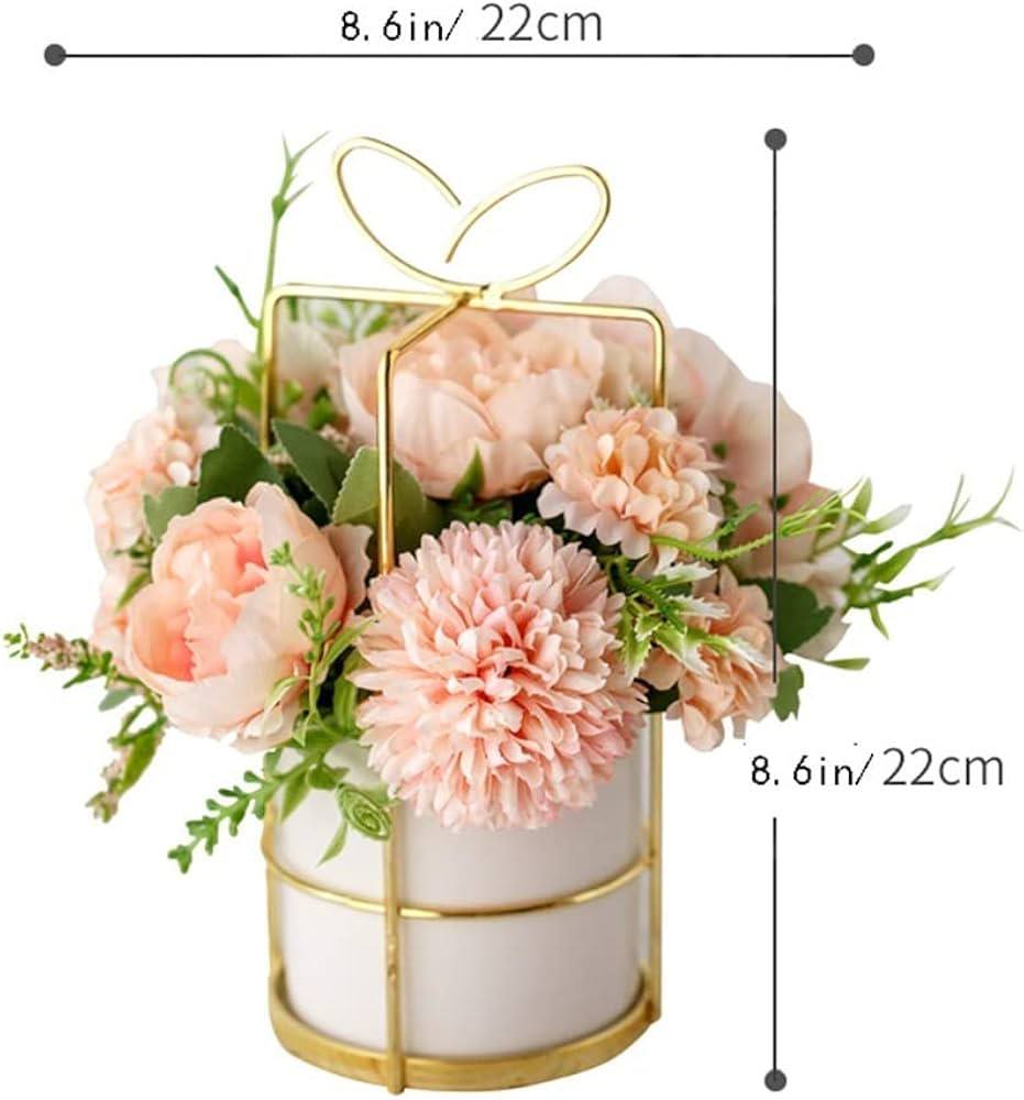 Fake Artificial Flowers in Vase Faux Peony Silk Hydrangea Flower Centerpieces D&#xE9;cor for Wedding Table Decoration