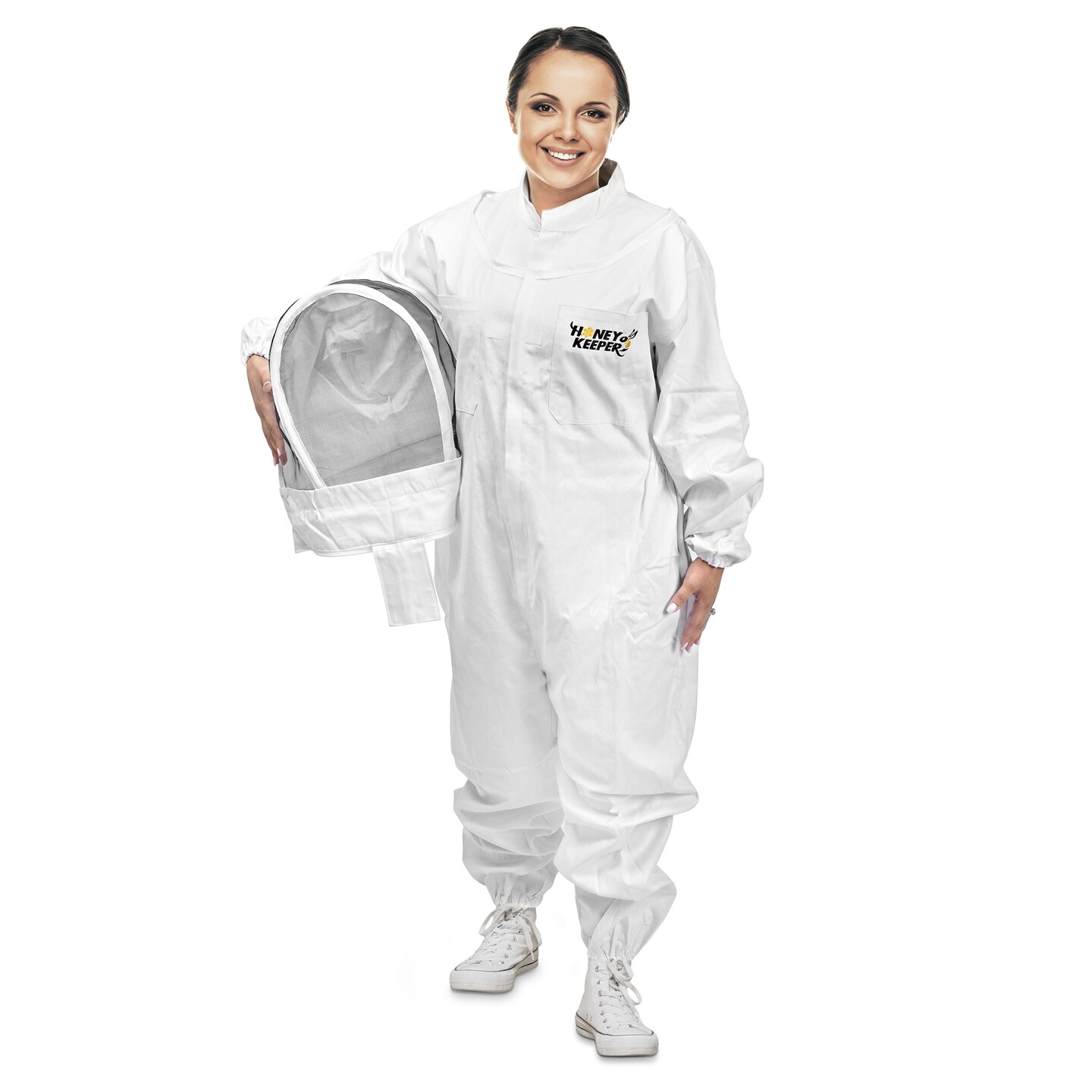 Honey Keeper Professional Cotton Full Body Beekeeping Suit with Self Supporting Veil Hood