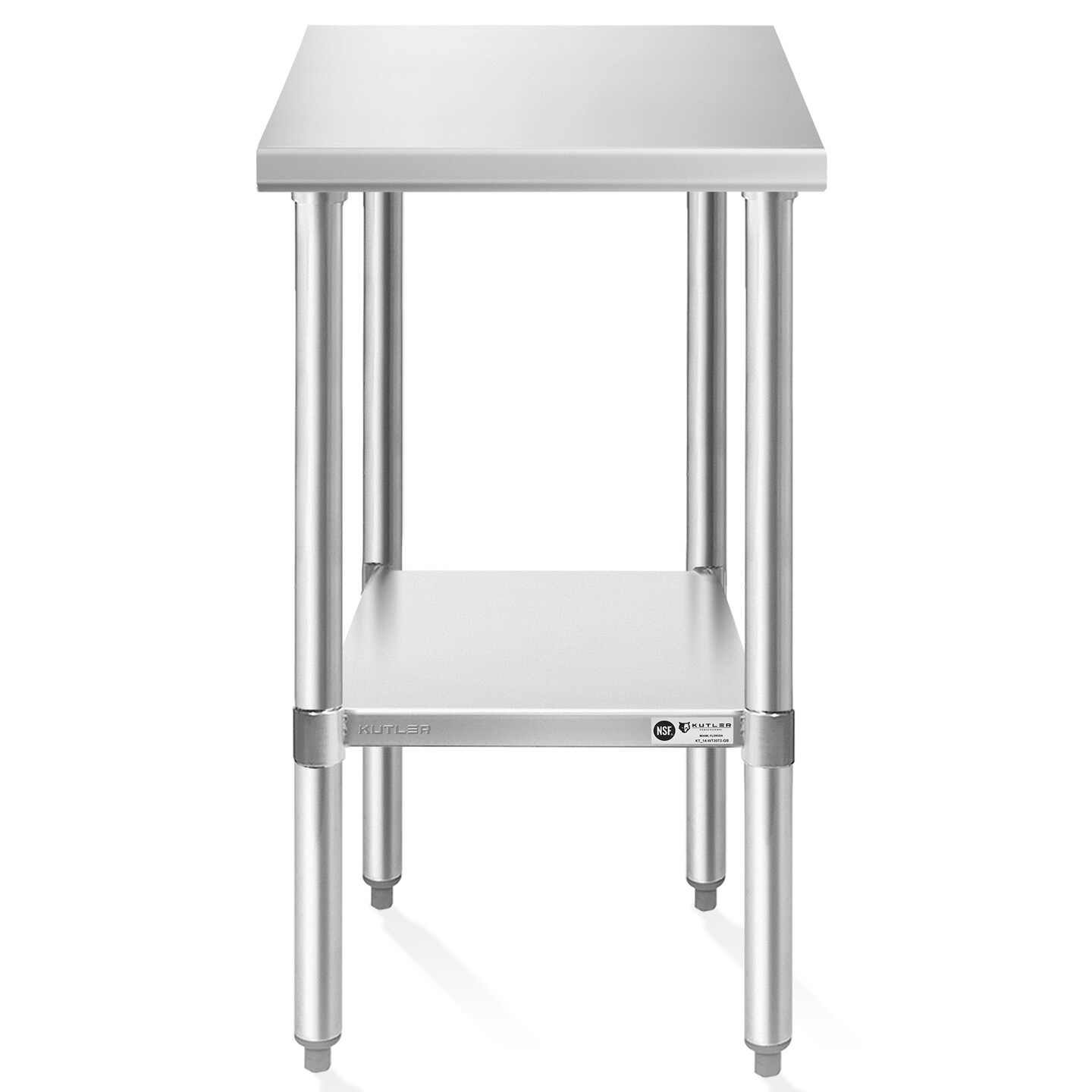 KUTLER Stainless Steel Table, NSF Heavy Duty Commercial Kitchen Prep and Work Table with Undershelf for Restaurant, Hotel, Home