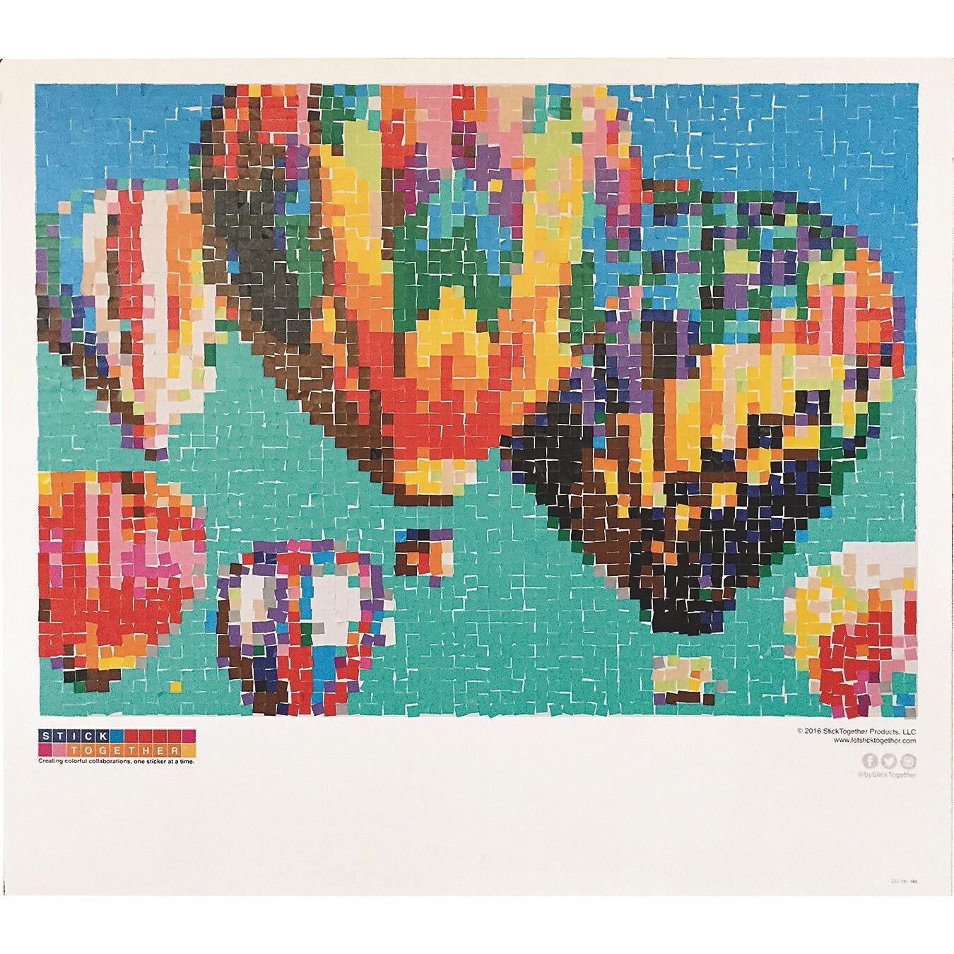 Stick Together Hot Air Balloon Sticker Mosaic, Perfect Collaborative Group Project, For Kids, Adults, Sticker by Number, Includes Poster, Stickers, Color Key, and Instructions. Project is 40&#x201D; x 36&#x201D;