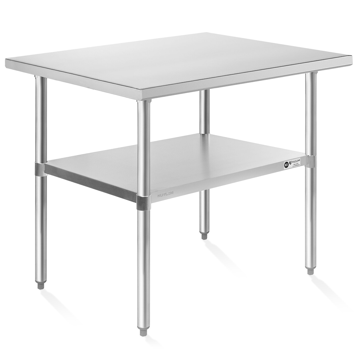 KUTLER Stainless Steel Table, NSF Heavy Duty Commercial Kitchen Prep and Work Table with Undershelf for Restaurant, Hotel, Home