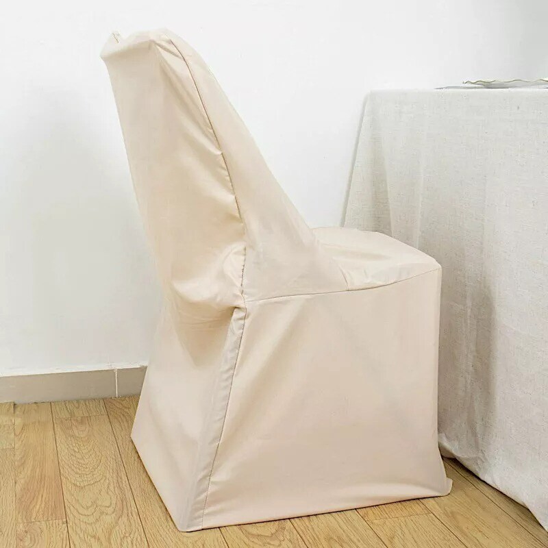20 pcs Beige LIFETIME Folding CHAIR COVERS Slipcovers Polyester Wedding Supplies