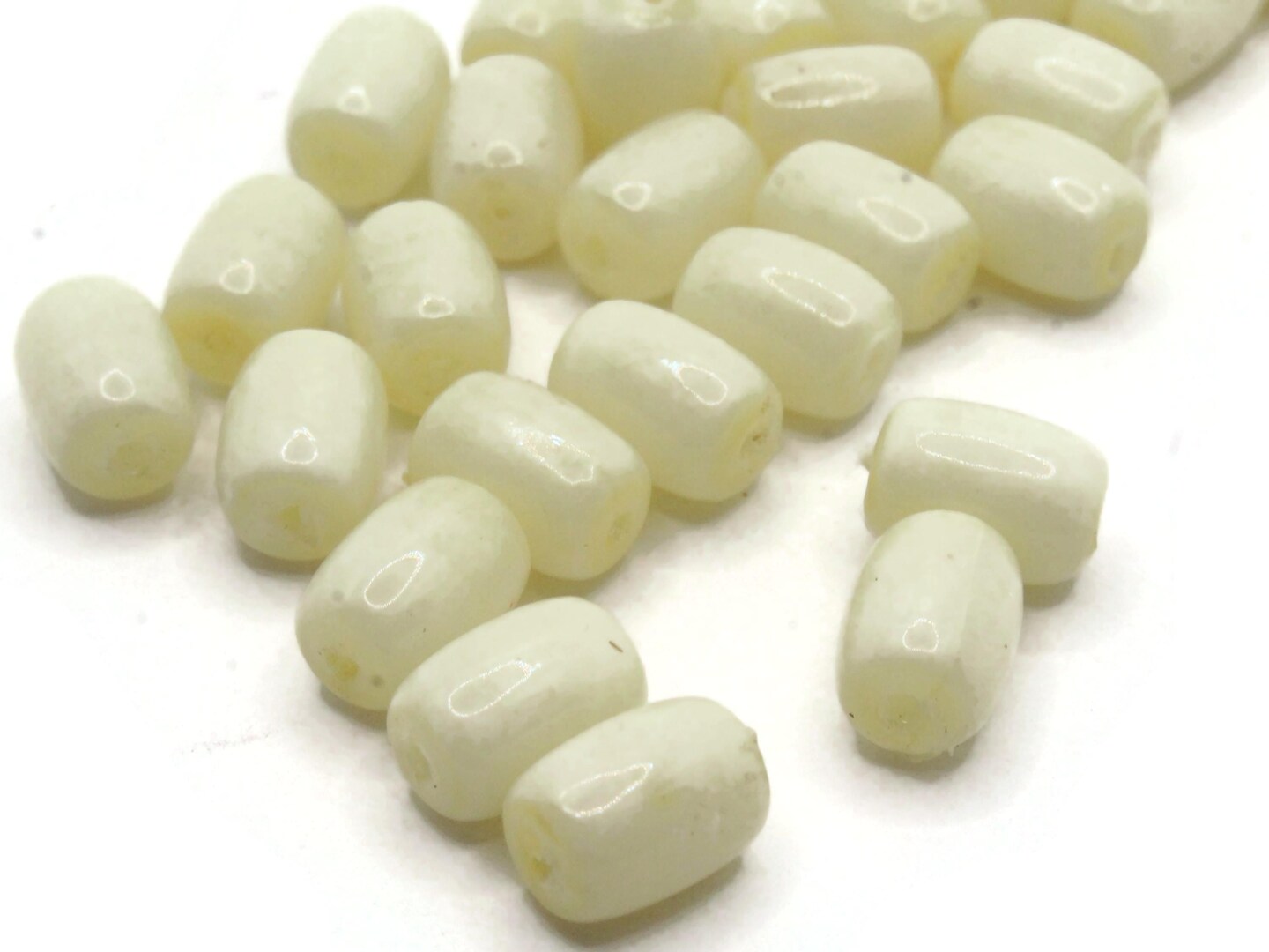 30 10mm Pale Yellow Vintage Acrylic Tube Beads