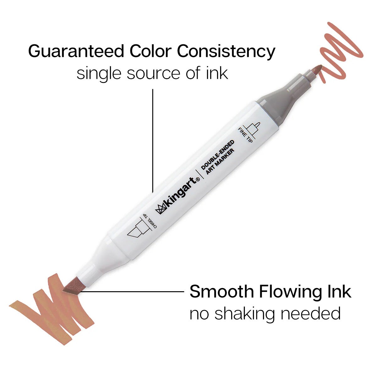 KINGART&#xAE; PRO Double-Ended Art Alcohol Markers, 24 Portrait Palette Colors with Both Fine &#x26; Chisel Tips and Superior Blendability