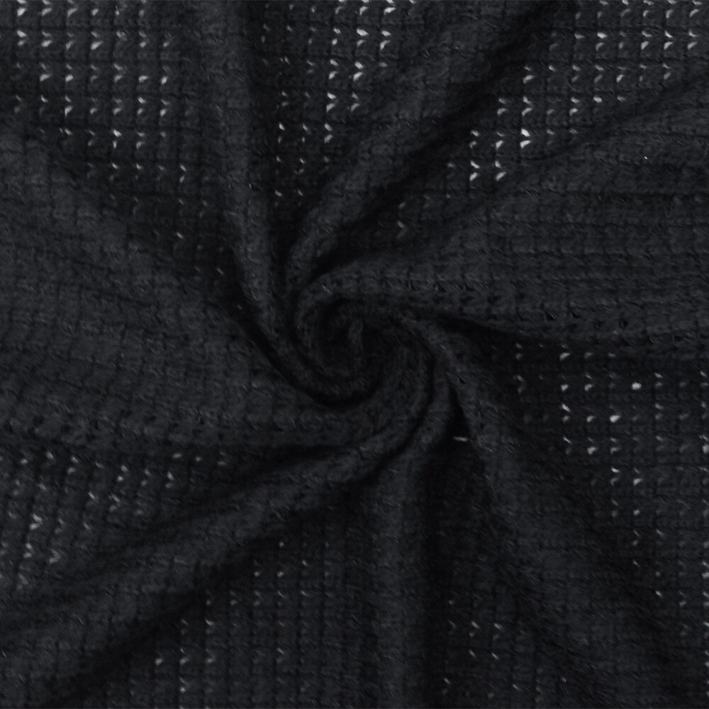 Black Solid Stretch Poly Blend Thermal Sweater Knit Fabric By the Yard
