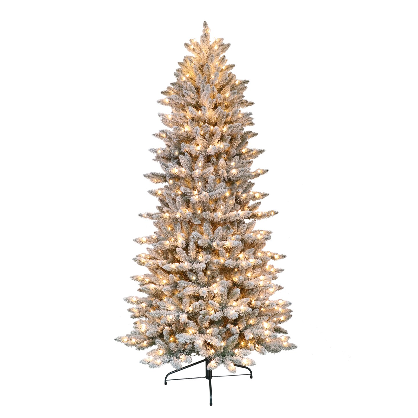 CC Christmas Decor Pre-lit Slim Flocked Fraser Fir Artificial Christmas Tree - 4.5’ - Clear Lights