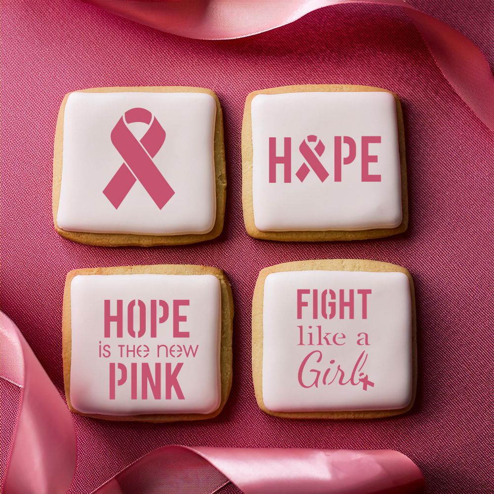 Breast Cancer Messages Cookie Stencil| Awareness Stencil | Go Pink | Arts & Crafts | Confection Couture |