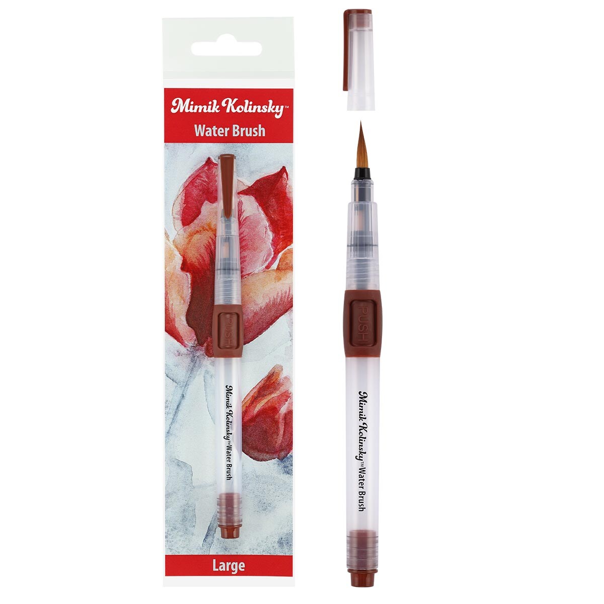 Mimik Kolinsky Synthetic Water Brush, Large Round 5 mm - Handmade in Germany, Watercolor Brushes with Highly Absorbent Bristles, See-Through Water Reservoir, Perfect for Ink & Watercolor On-the-Go