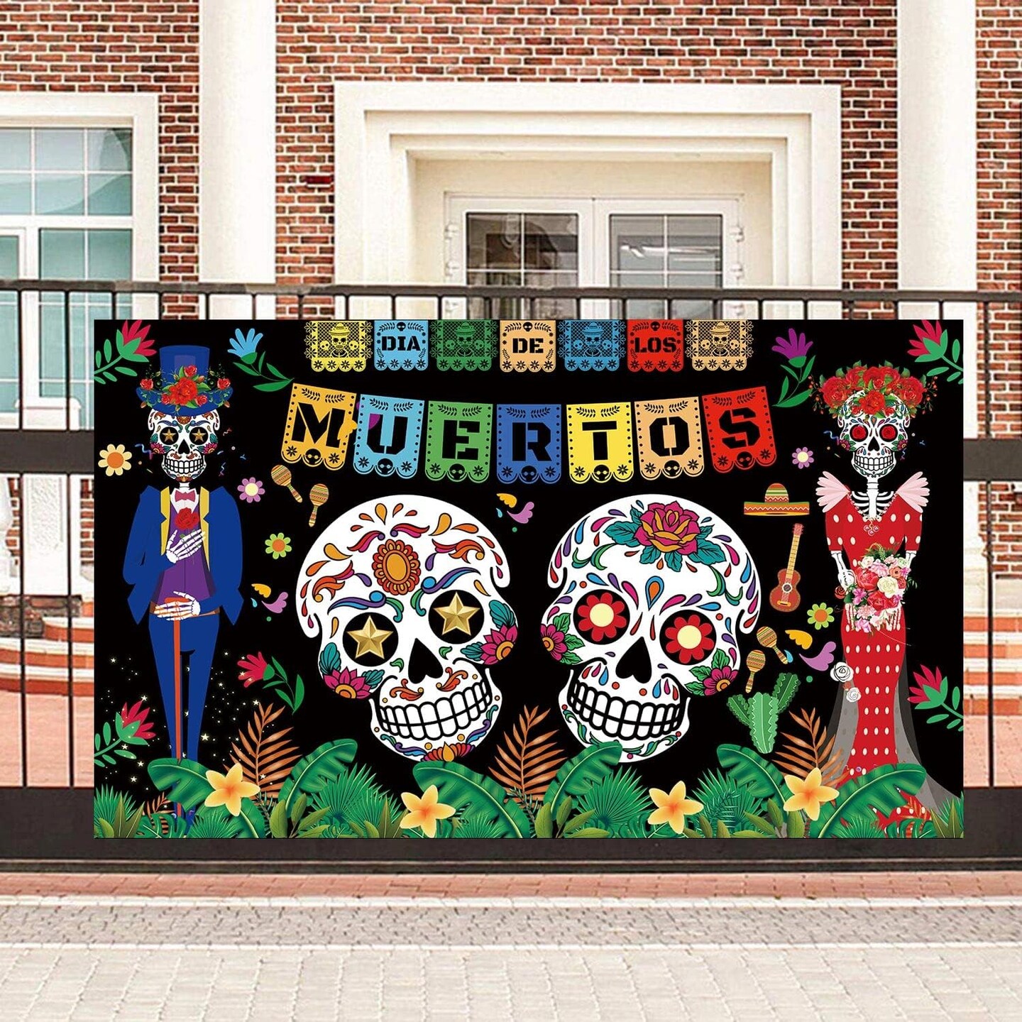 Day of The Dead Backdrop Dia DE Los Muertos Extra Large Fabric Banner(Day of The Dead)