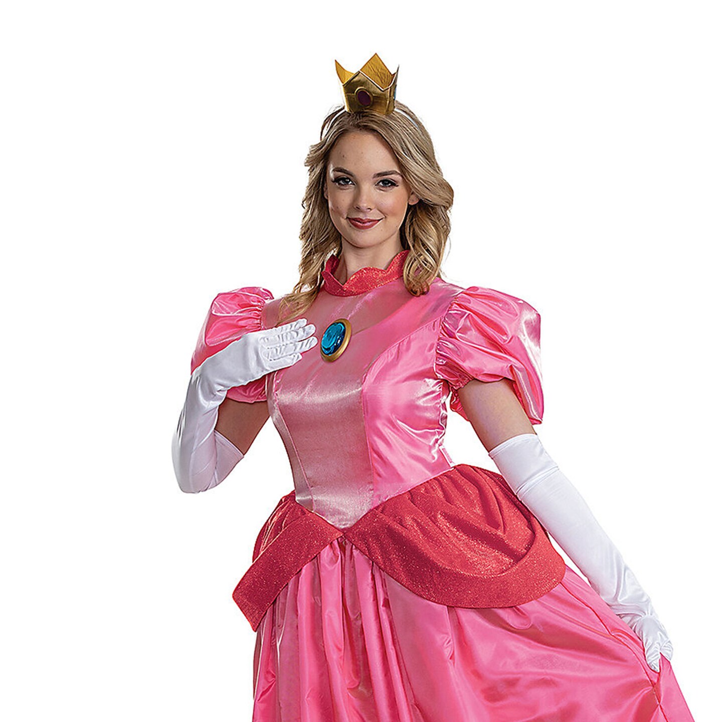 Womens Elevated Super Mario Bros Princess Peach Pink Dress Halloween Costume