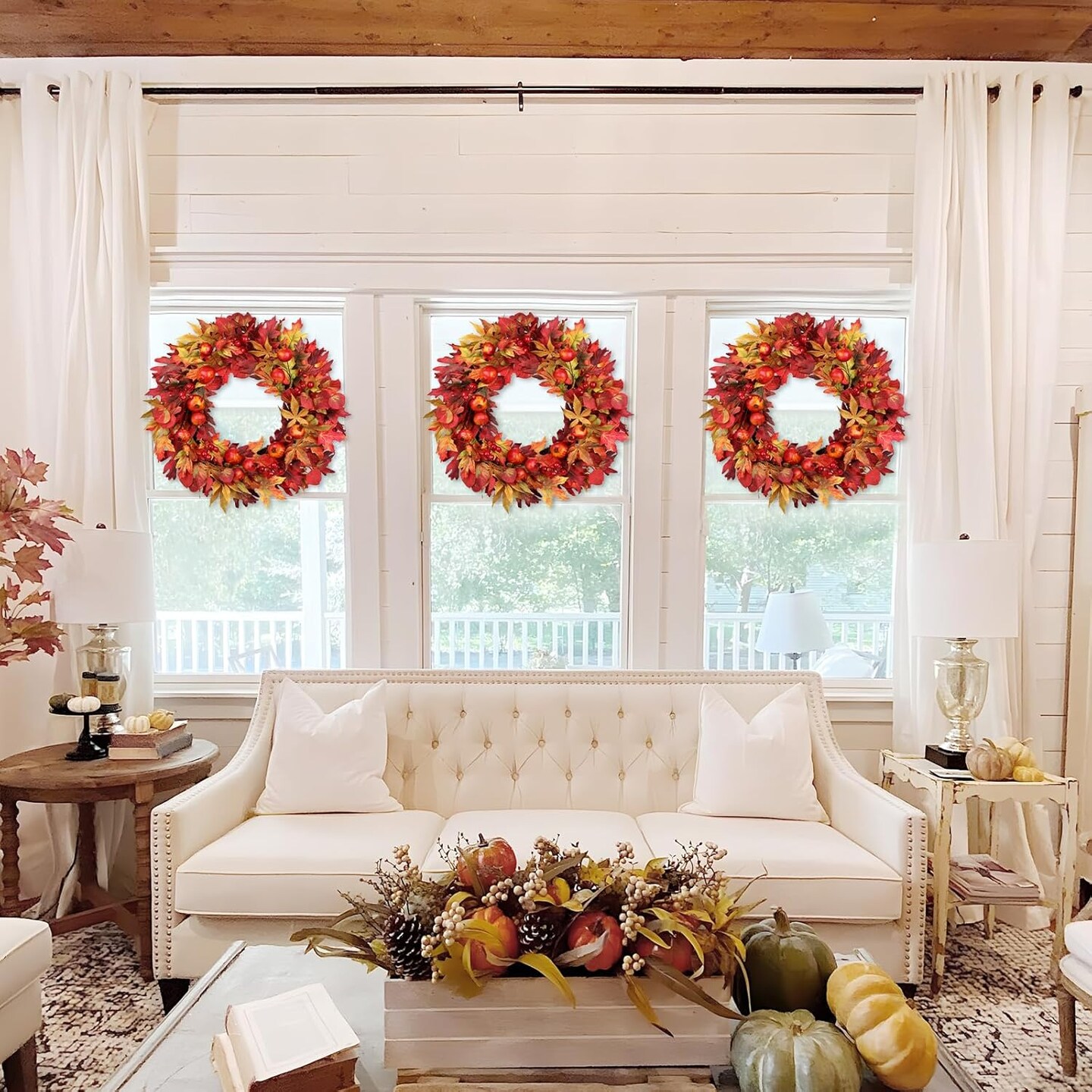 24 Inch Fall Wreaths(24in Wreath)6&#x22;D x 24&#x22;W x 24&#x22;H