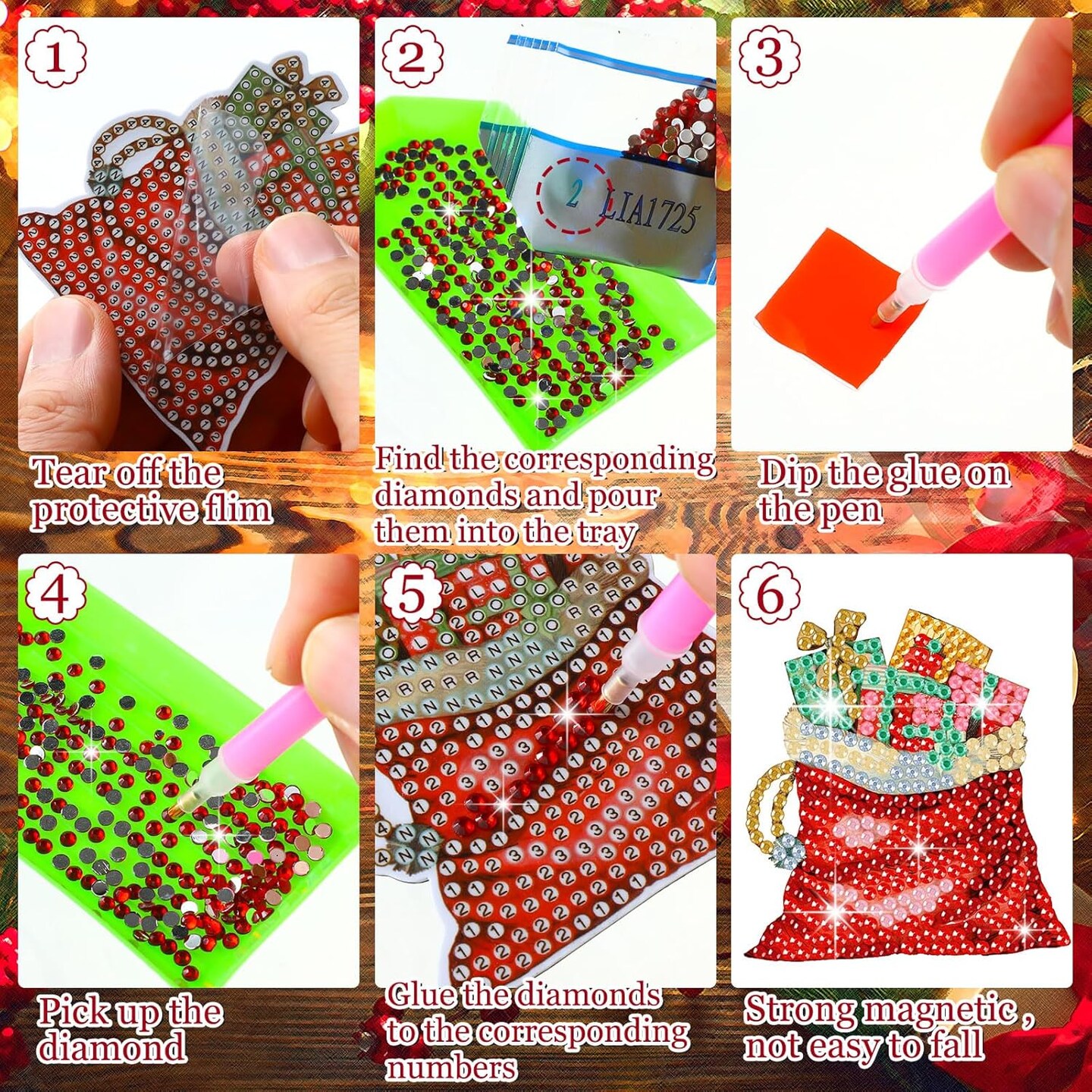 30 Pcs Christmas Diamond Painting Magnets Kits(Xmas)