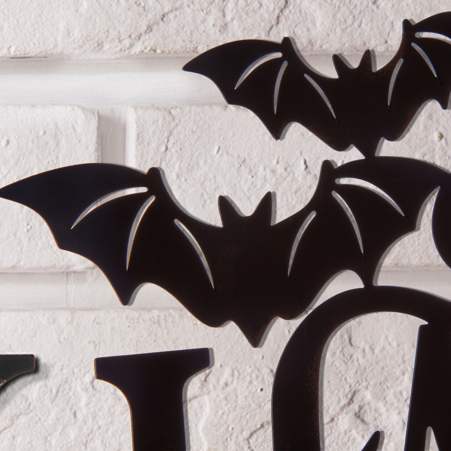 Set of 2 23.95&#x22;L Metal &#x22;HAPPY HALLOWEEN&#x22; Wall Sign