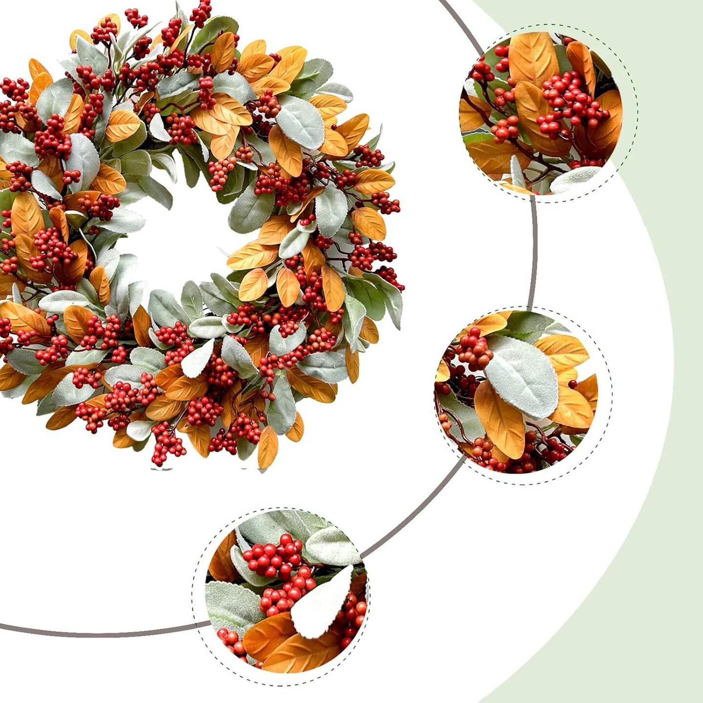 18inch Autumn Wreath(Orange)13.39&#x22;D x 14.57&#x22;W x 3.15&#x22;H