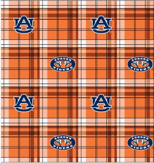 Licensed NCAA Auburn University Plaid Fleece AU-812 Fabric by the Yard