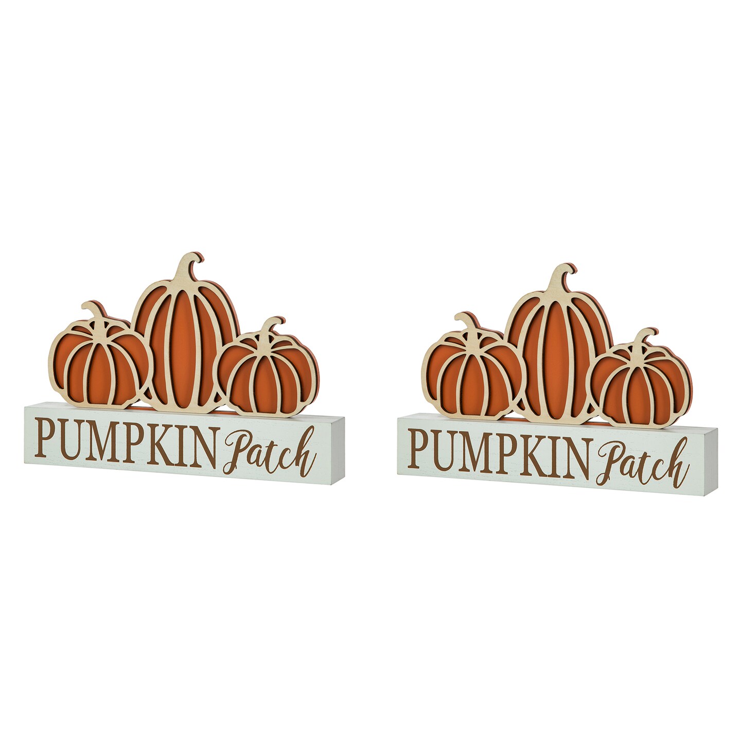 Set of 2 11.75"L Fall Wooden "PUMPKIN PATCH" Pumpkins Table Sign