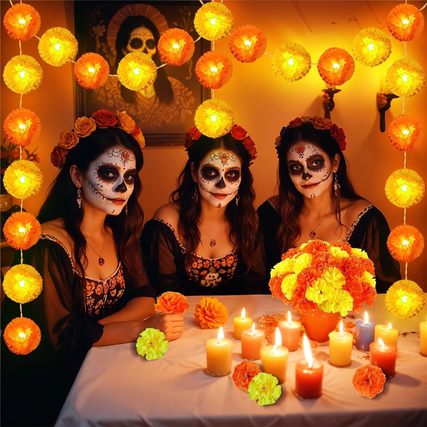 Marigold Flowers for Day of The Dead Decorations (Orange)