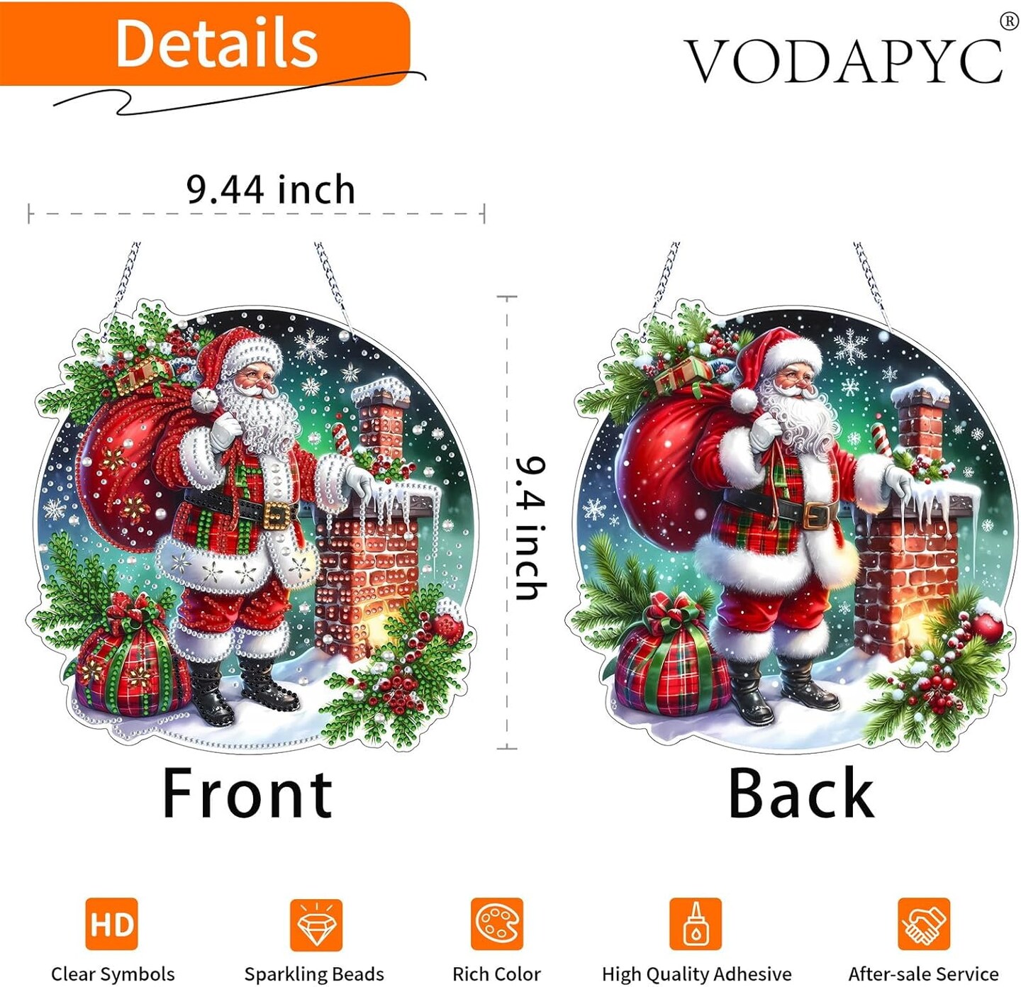 Christmas Diamond Painting Hanging Kit for Adults(Santa Claus-2)