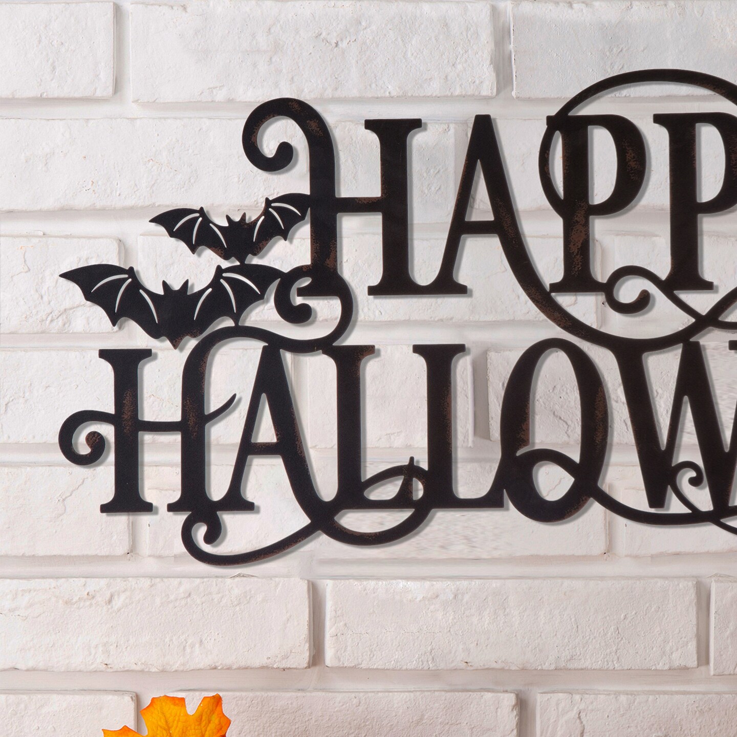 Set of 2 23.95&#x22;L Metal &#x22;HAPPY HALLOWEEN&#x22; Wall Sign