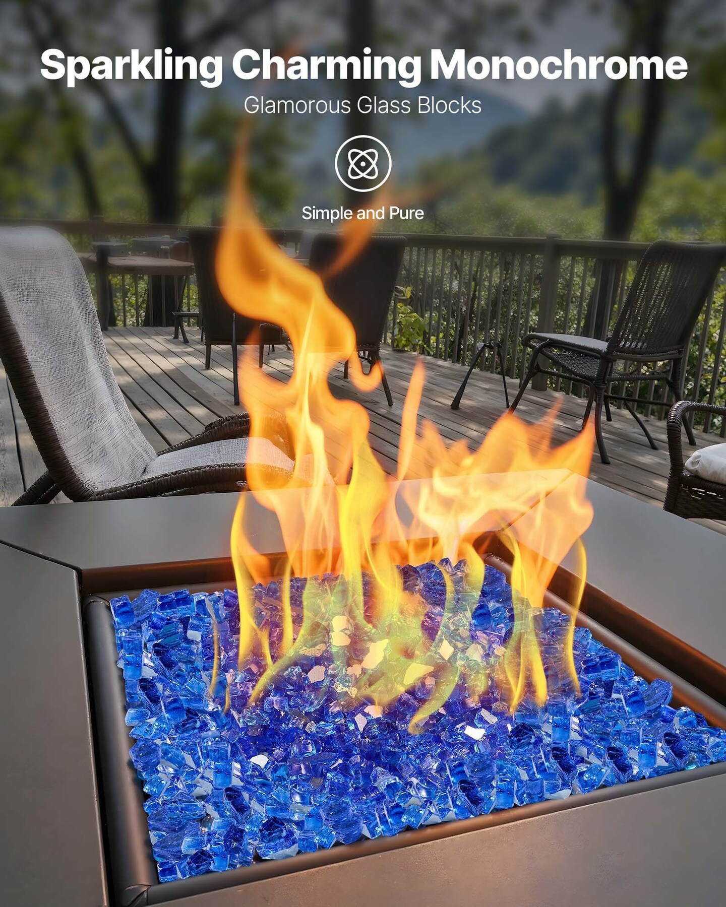 35 LBS Fire Glass 1/2-Inch Fireplace Glass Rocks for Fire Pit Table Cobalt Blue