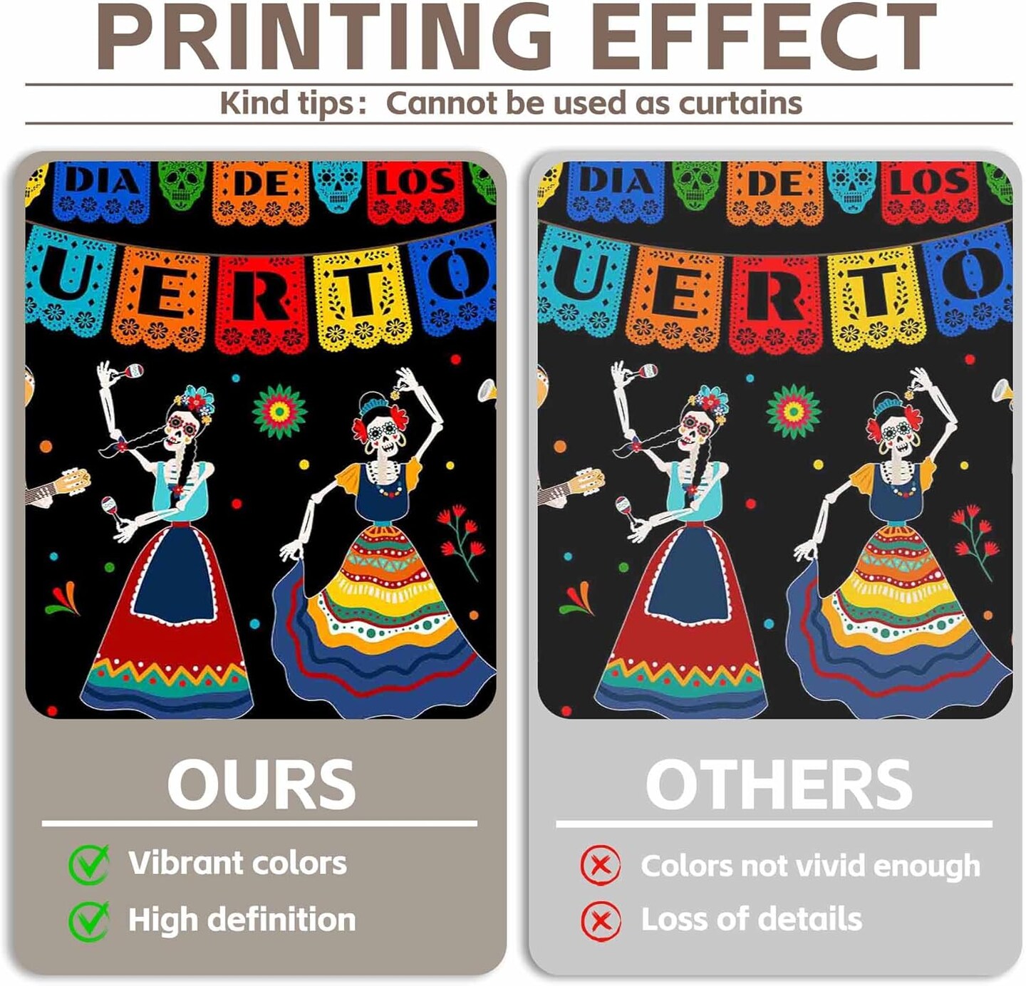 72x43inch Polyester Day of The Dead Backdrop(Colorful Pattern)