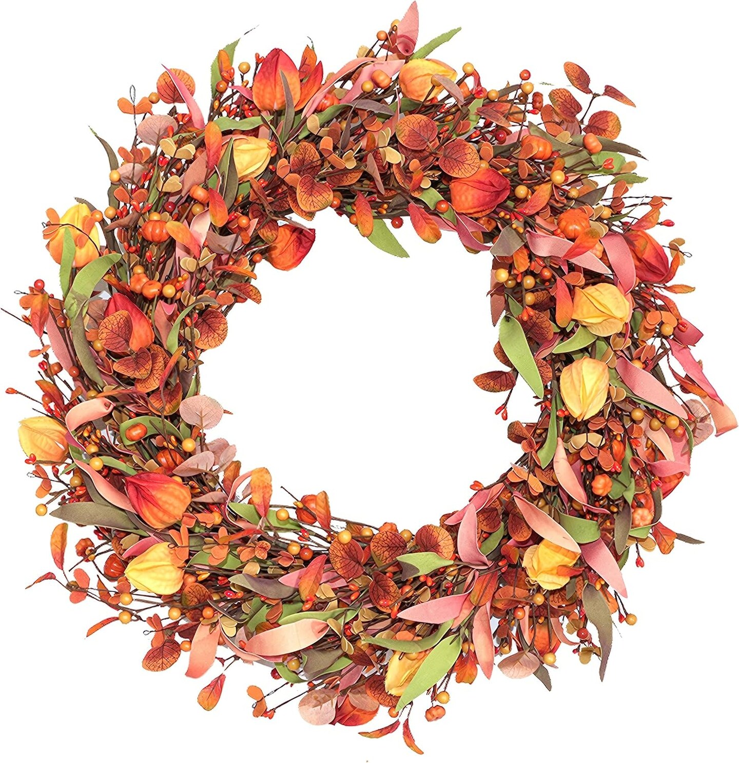 22" Artificial Fall Wreaths for Front Door Autumn Wreath for Home ...