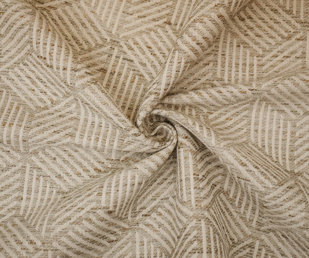 Beige-Gray-Brown Polyester Blend 3D Cube Stripe Damask Decorating Fabric By the Yard