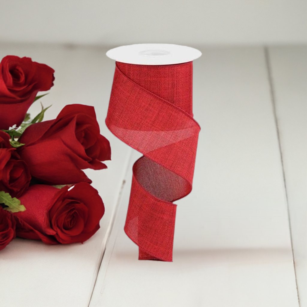 2.5&#x22; Thick Royal Burlap Ribbon: Dark Red (10 Yards)