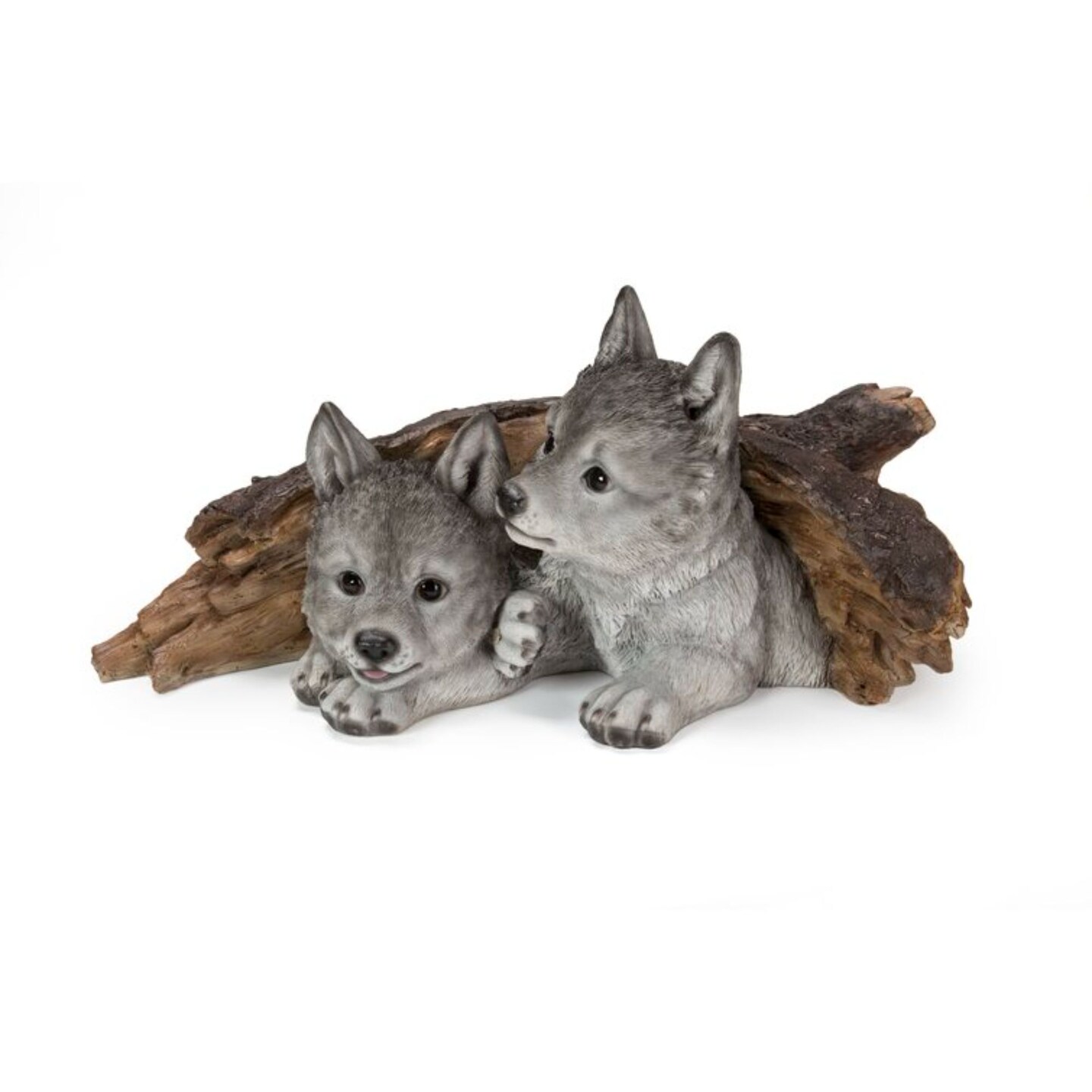 Hi-Line Gifts 18" Hiding Wolf Cubs Outdoor Garden Statue