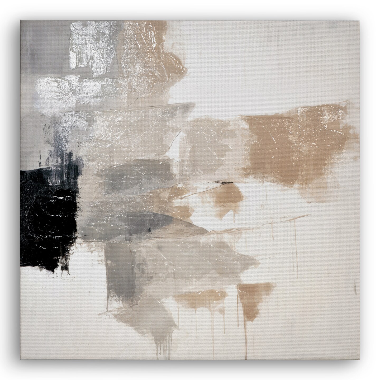Americanflat Canvas Wall Art with Hand-Painted Accents - Gallery Wrap - Abstract Wall Art - Black, White, Grey, Beige and Cream