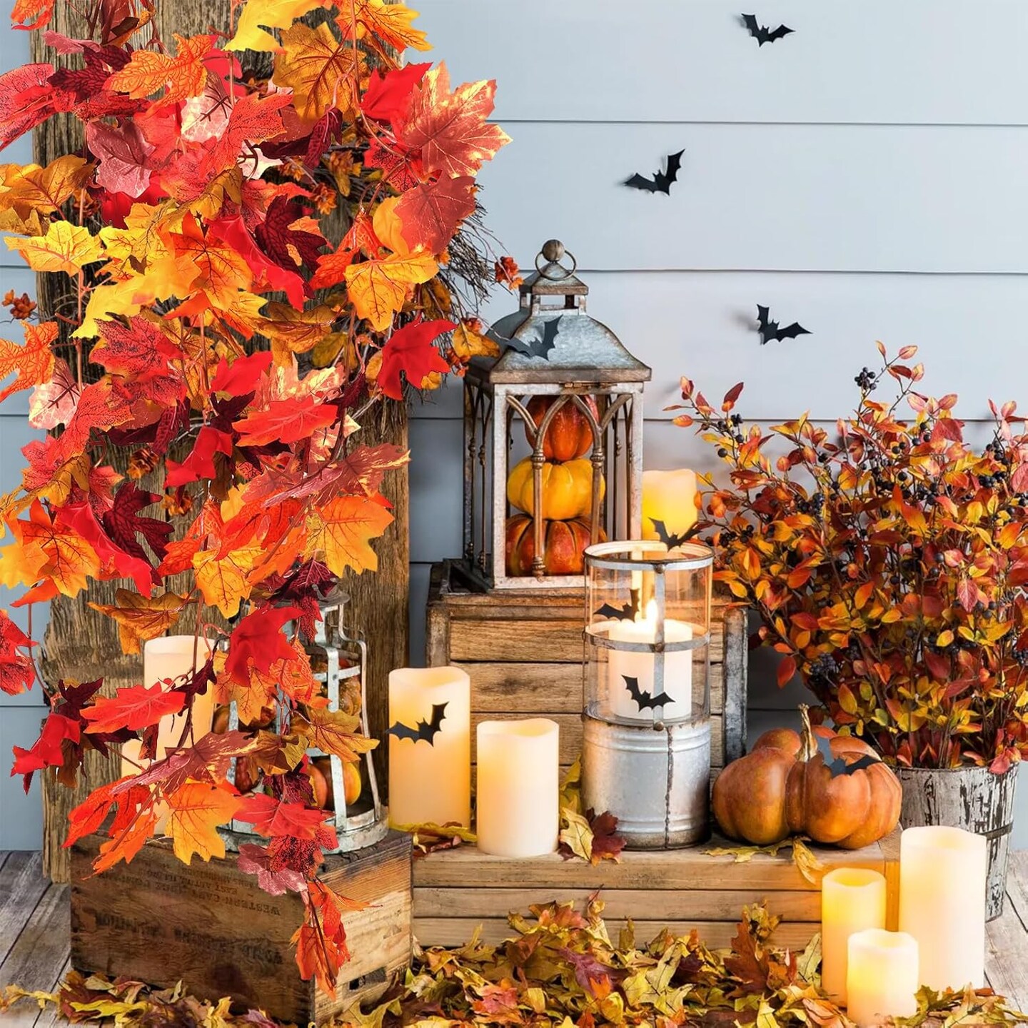 2 Pack Fall Garland(Fall Maple Leaf Garland)&#x9;8.31 x 5.98 x 4.29 inches