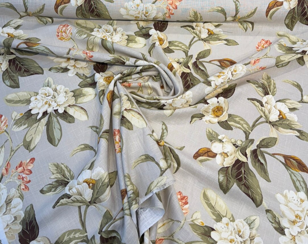 1 Yard Live Artfully Shadow Floral Linen Blend Upholstery Fabric 54 Inches Wide