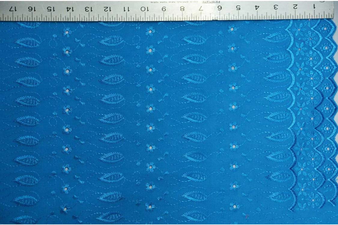 Polyester Cotton Eyelet Embroidery Fabric Double Sided Scallop Border Soft Lightweight 45 Inch Wide