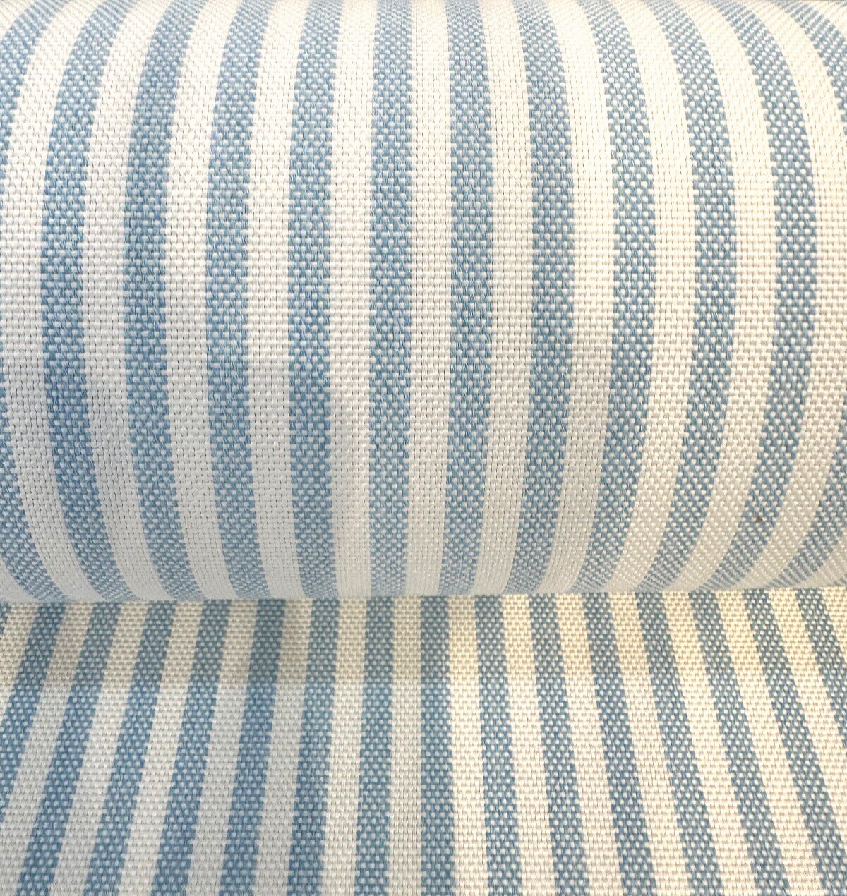 1 Yard Two Tone Pool Blue Ticking Look Stripe Outdoor Upholstery Fabric 54 Inch Width