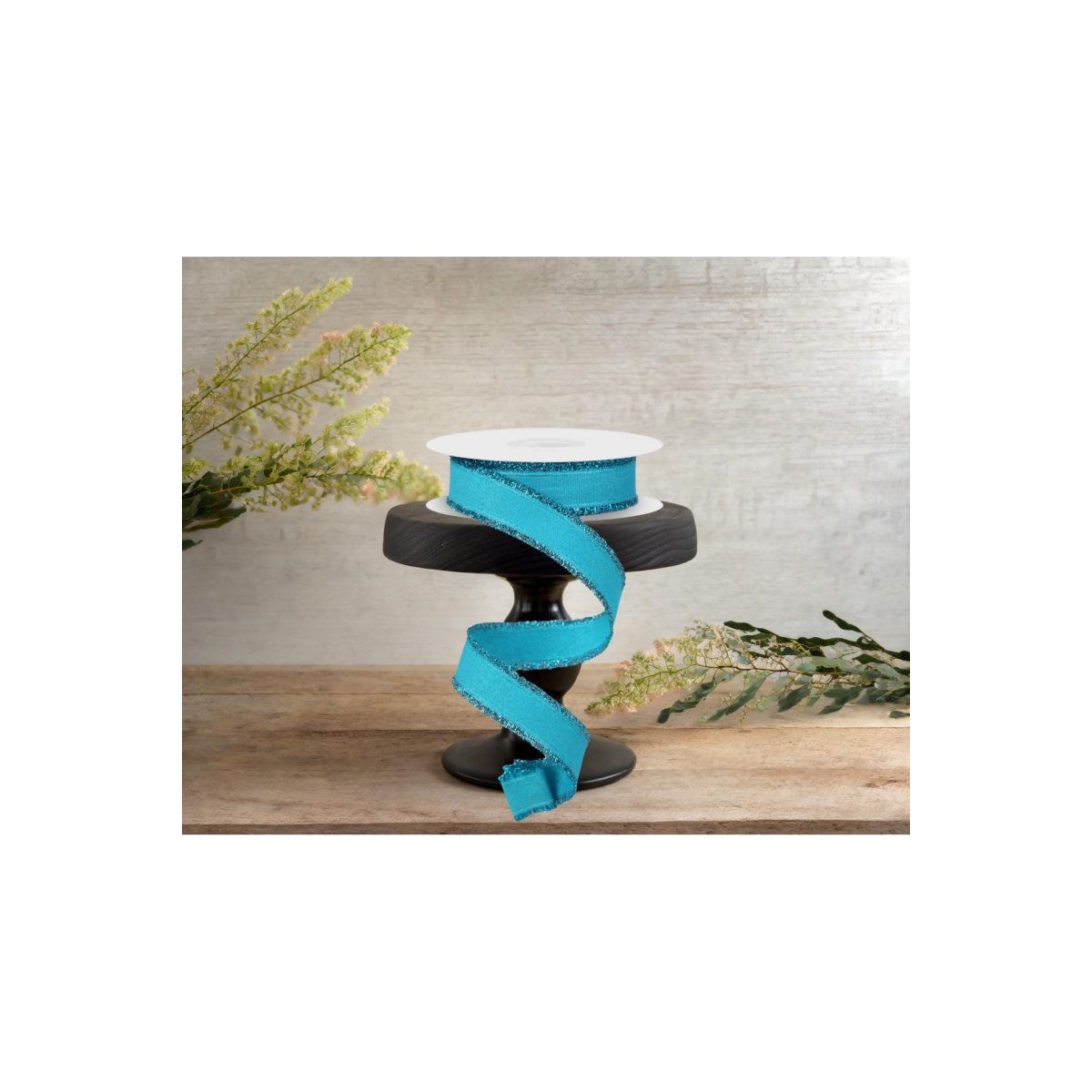 7/8&#x22; Fuzzy Edge Ribbon: Turquoise (10 Yards)