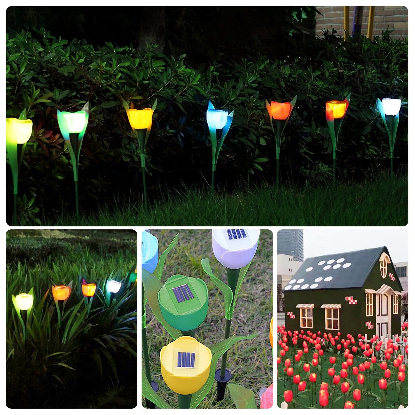 6 Pcs Solar Garden Tulip Flower Light Outdoor Solar Pathway light IP54 Water-resistant Landscape Lights