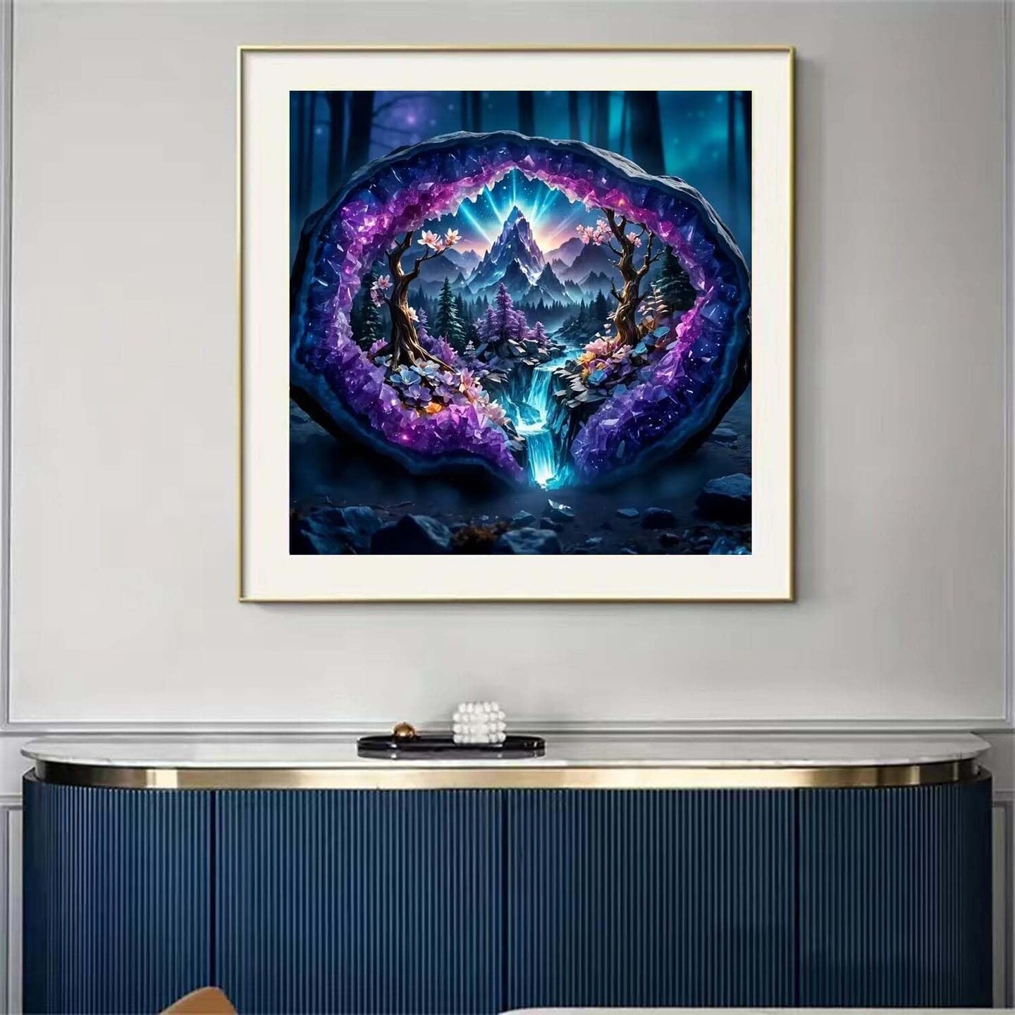 Waterfall Diamond Painting Kit for Adults &#x2013; 5D Crystal Forest Landscape Full Drill Diamond Art for Beginners &#x2013; DIY Gem Dot Scenery Craft for Home Wall Decor &#x2013; 12x12 Inch