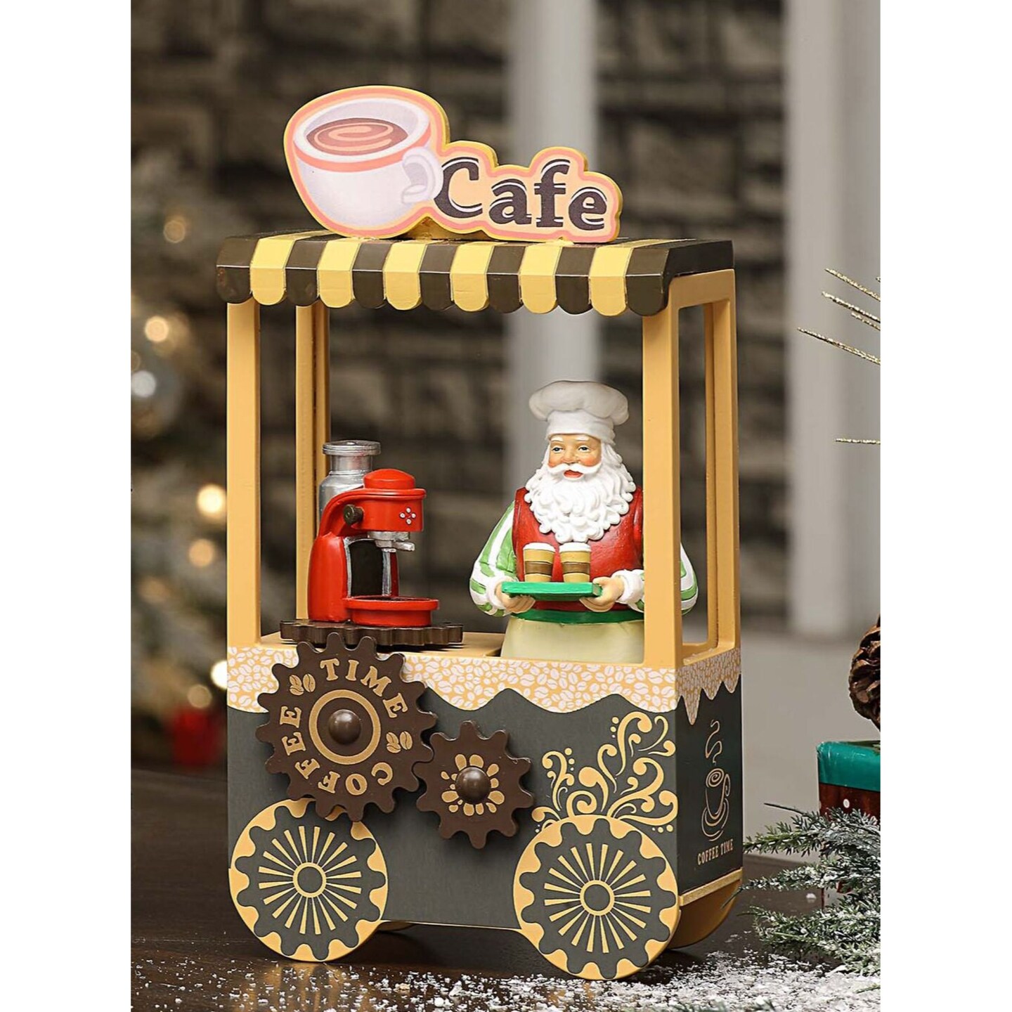 Icy Giftware Musical Santa Coffee Booth Christmas Decoration - 11.25"