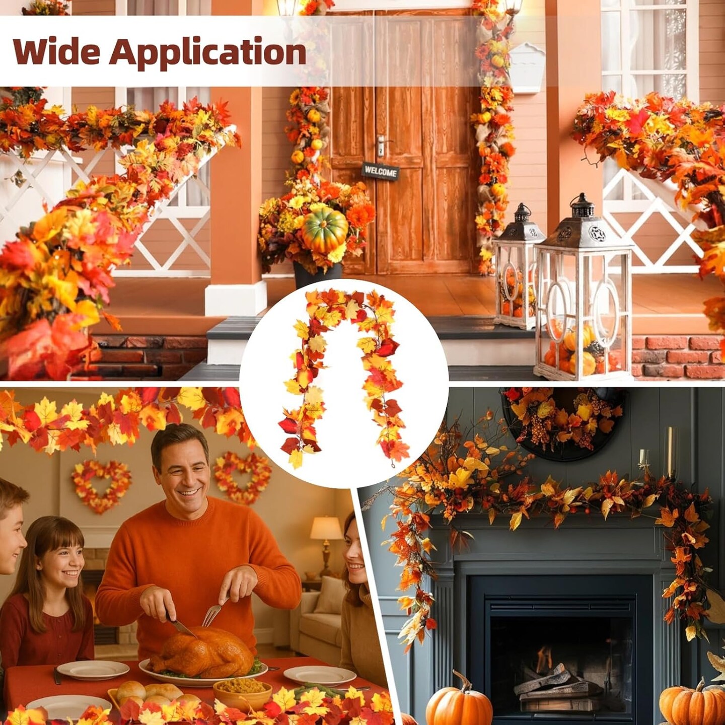 6 PCS Fall Leaf Garland - 5.7 Ft Artificial Maple Leaf Vine(Orange)14.49 x 11.02 x 5.59 inches