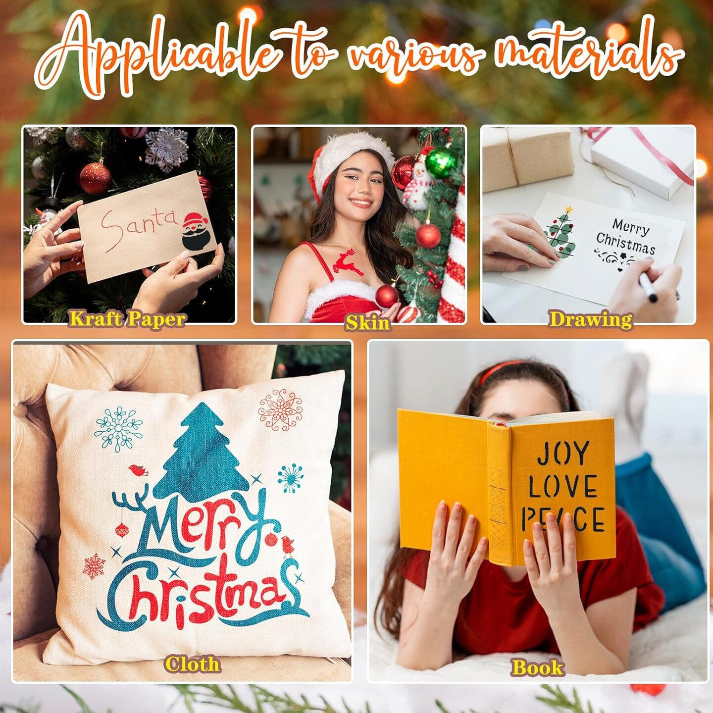 100 Pcs 2 Inch Christmas Stencils for Painting Crafts (Christmas) 2&#x22;L x 2&#x22;W