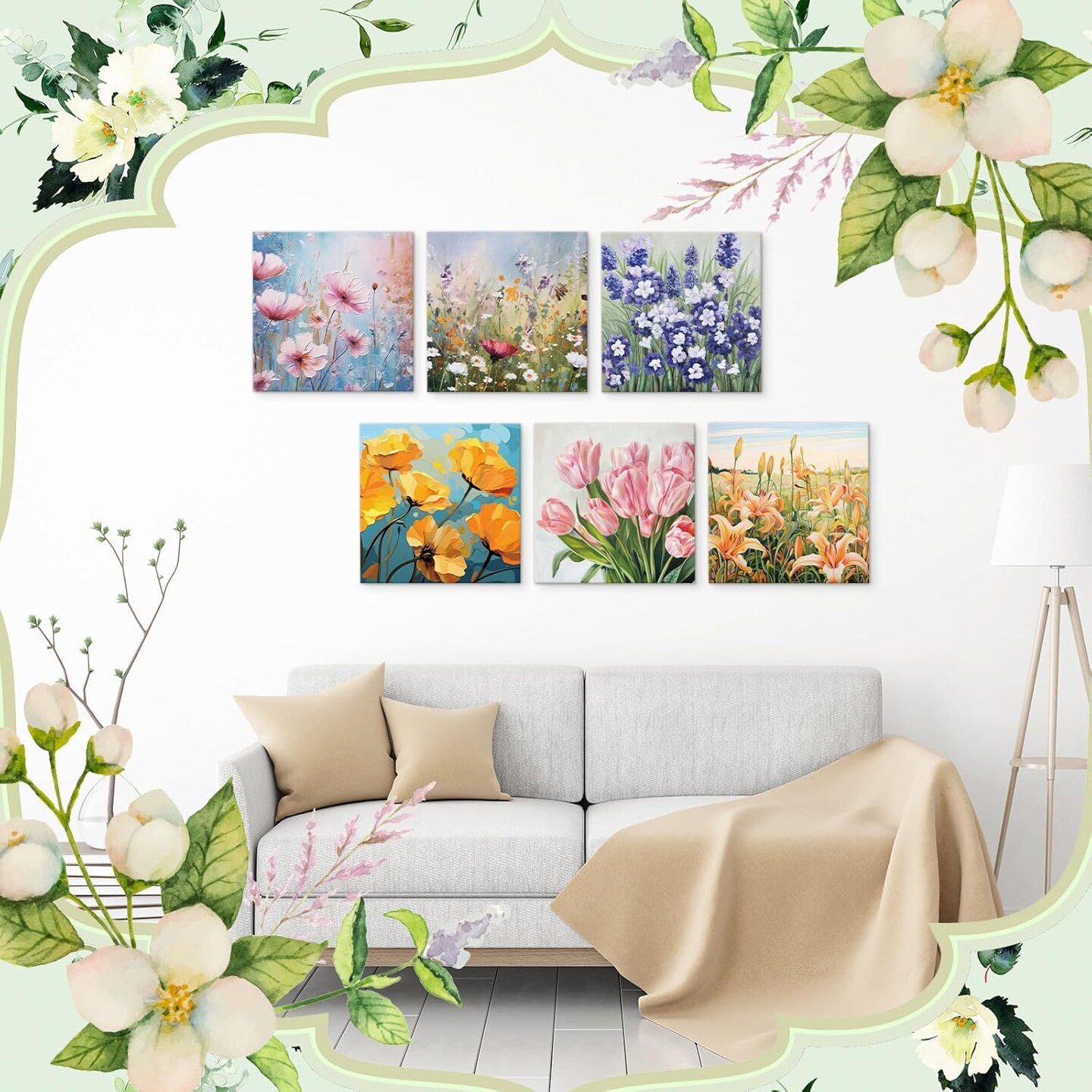 12 Pcs Pre Drawn Canvas)(Multicolor)7.87 x 7.87 x 1.57 inches