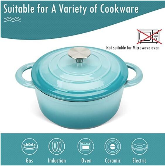 COOKWIN Enameled Cast Iron Dutch Oven with Self Basting Lid; Enamel Coated Cookware Pot 3QT