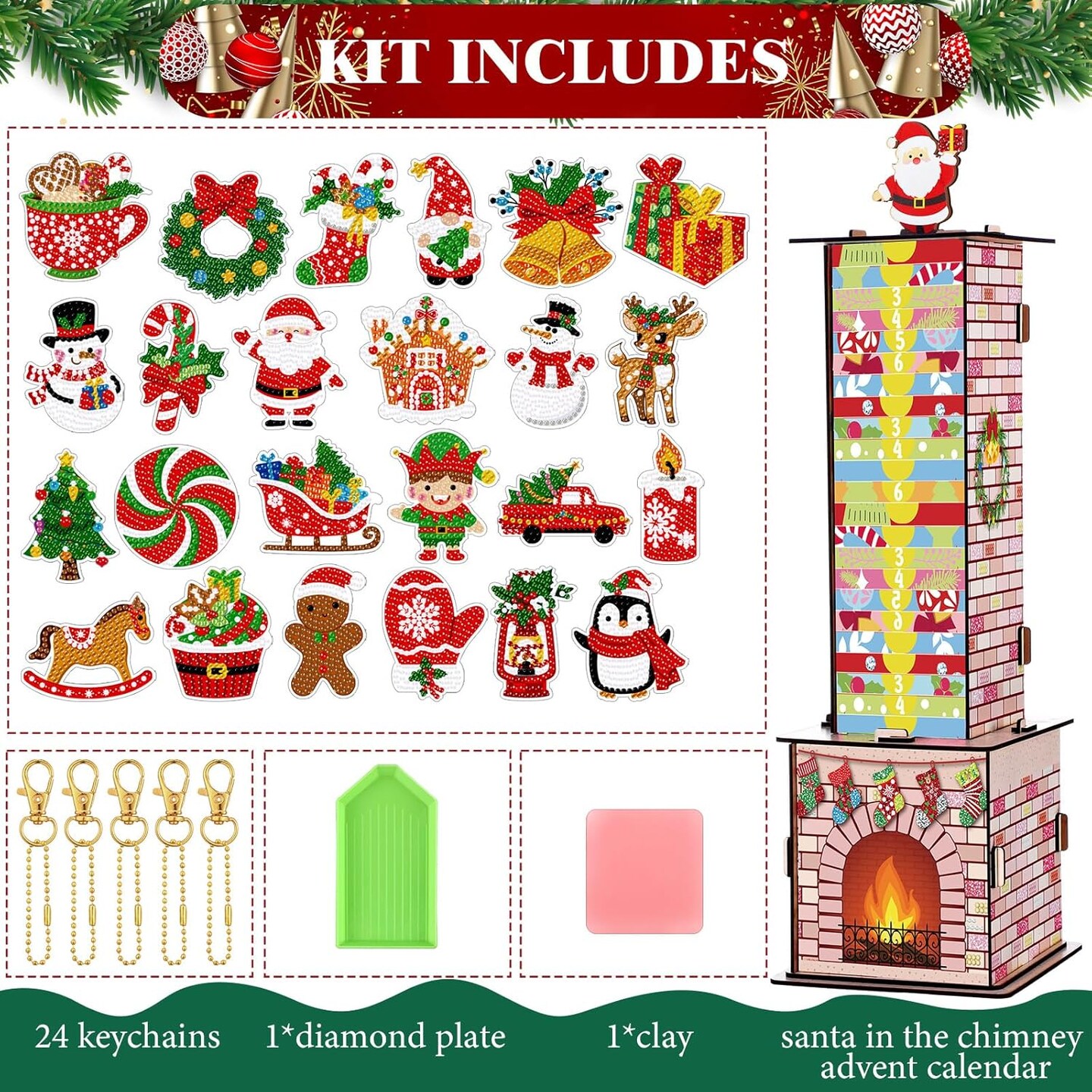 Diamond Painting Kits 24 Days Christmas Countdown(colorful)