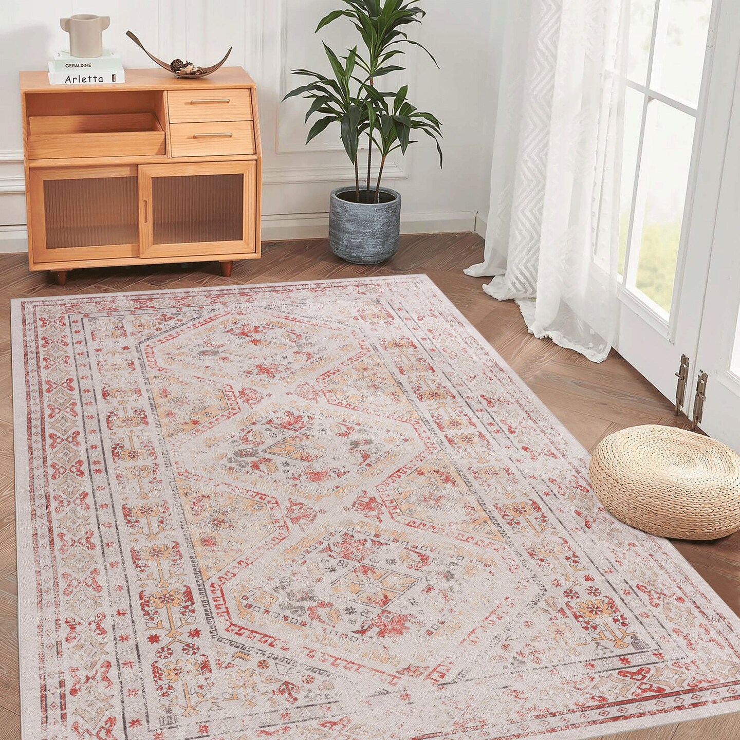 Edge Collections - 4' x 6' - Multicolor - Naar Area Rug, Washable, Low-Pile, Non-Slip, Kid & Pet Friendly - 1 Piece